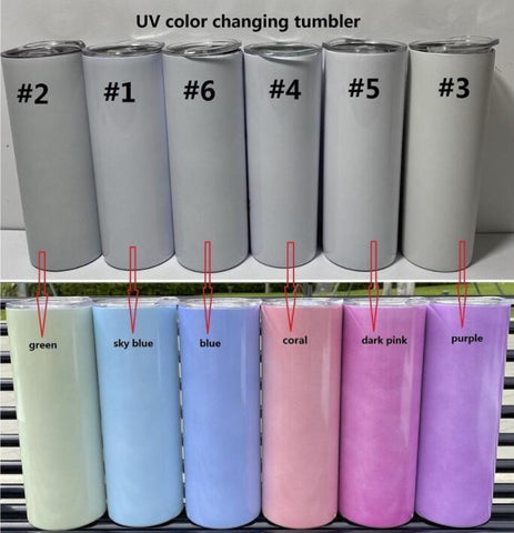 UV Color Changing 20oz Sublimation Tumbler w/straw - Sky Blue