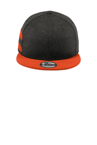 New Era ® Shadow Heather Striped Flat Bill Snapback Cap - Black Shadow Heather/ Deep Orange