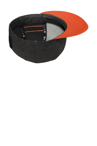 New Era ® Shadow Heather Striped Flat Bill Snapback Cap - Black Shadow Heather/ Deep Orange