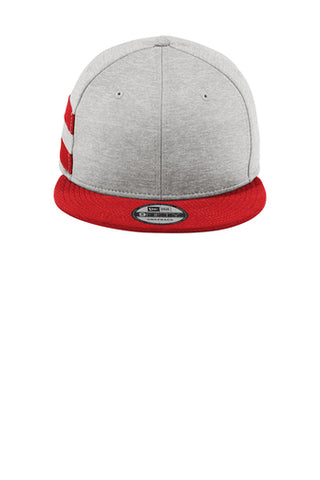 New Era ® Shadow Heather Striped Flat Bill Snapback Cap - Shadow Heather/ Scarlet