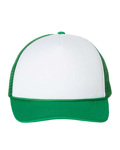 Valucap - Foam Mesh-Back Trucker Cap - White / Green