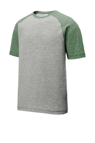 ST400 Sport-Tek® PosiCharge® Tri-Blend Wicking Raglan Tee - Forest Green Heather/ Light Grey Heather