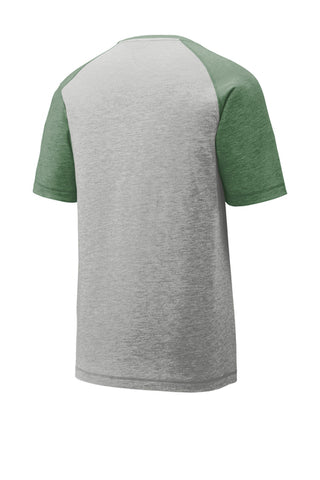 ST400 Sport-Tek® PosiCharge® Tri-Blend Wicking Raglan Tee - Forest Green Heather/ Light Grey Heather