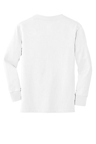 Port & Company® Youth Long Sleeve Core Cotton Tee - White