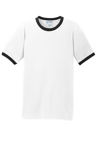 Port & Company® Core Cotton Ringer Tee - White/Black