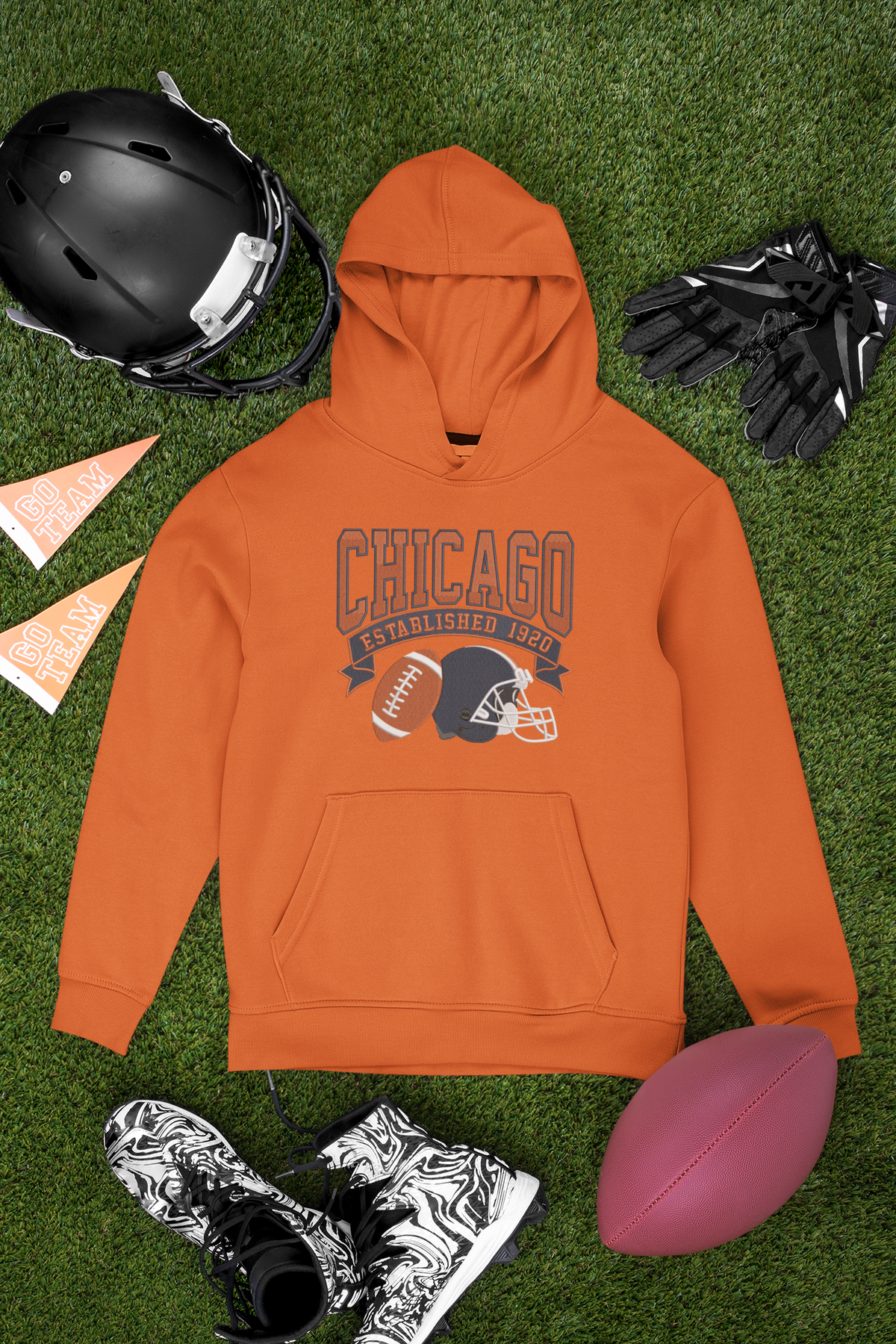 Embroidered Chicago Football Hoodie