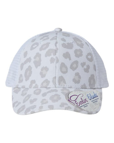 Infinity Her "Charlie" Trucker Cap - Snow Leopard / White