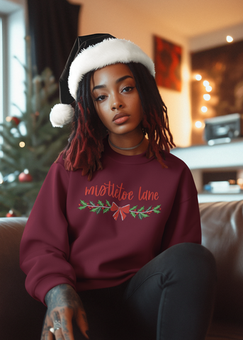 Embroidered Mistletoe Lane Crewneck