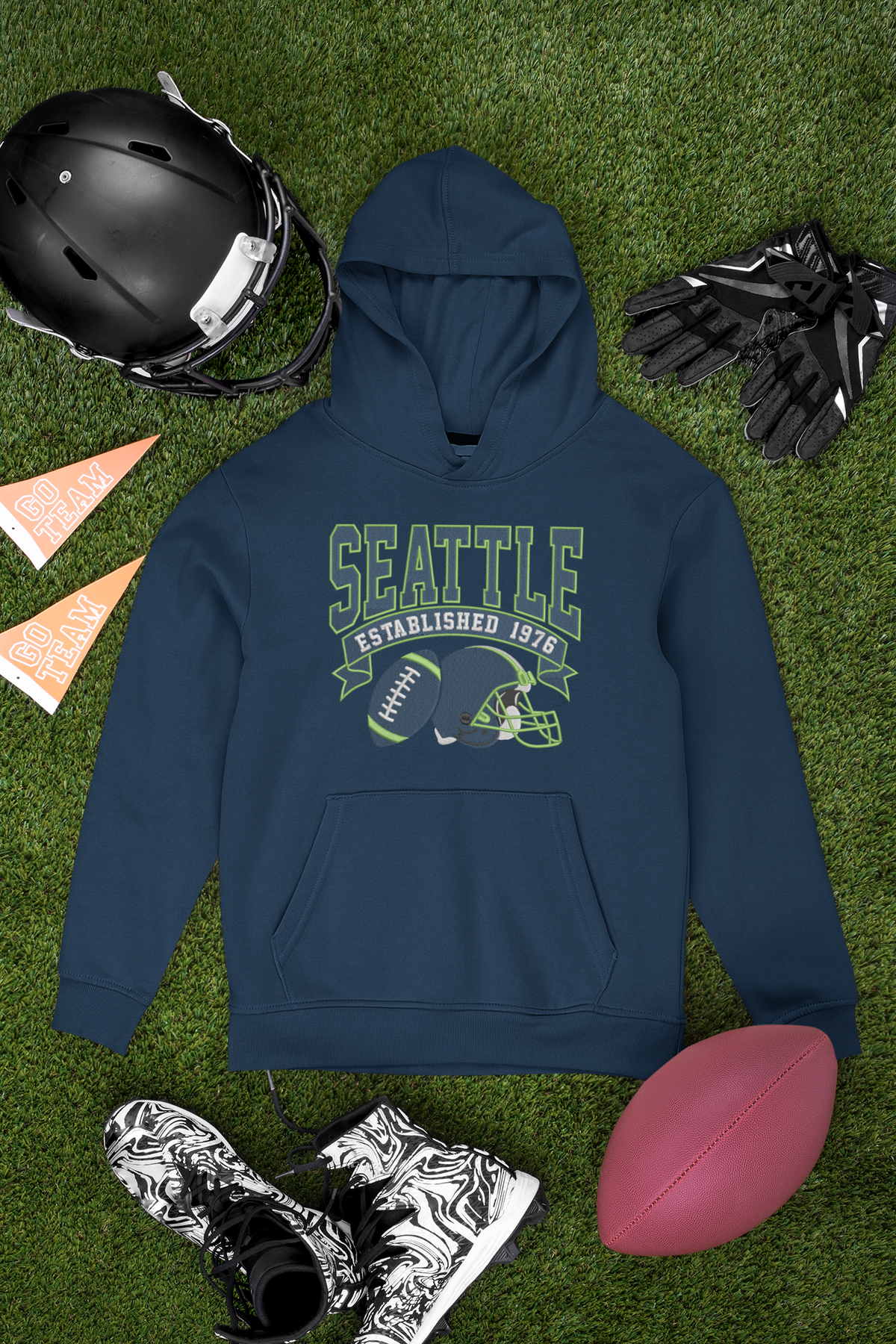 Embroidered Seahawks Football Hoodie