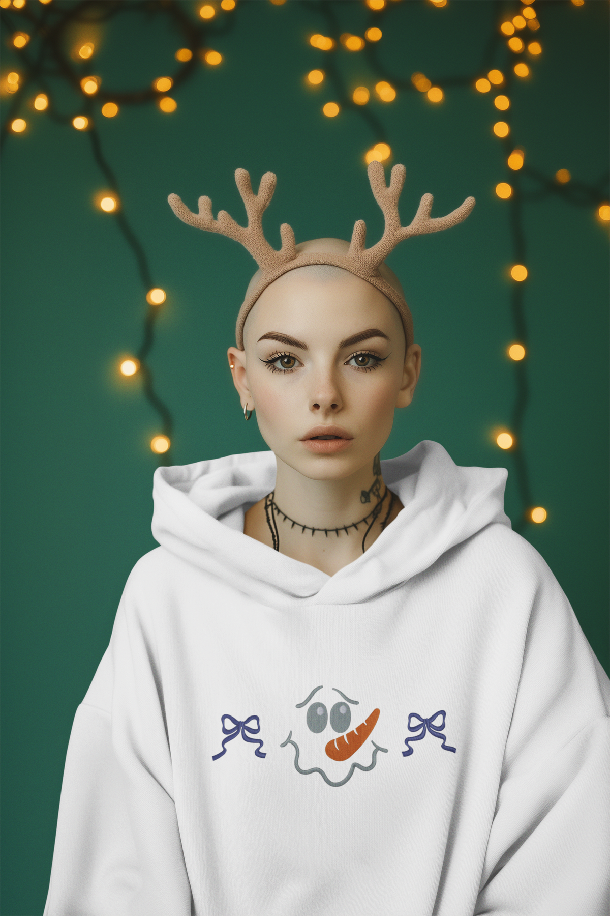 Embroidered Snowman Hoodie