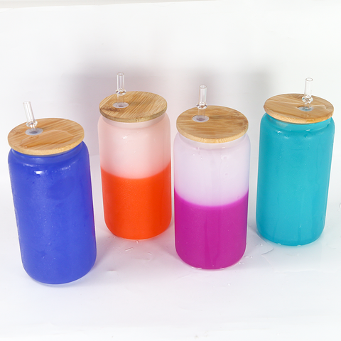 16oz Sublimation Bamboo Glass - Cold Color Changing