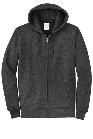 Port & Company®Youth Core Fleece Full-Zip Hooded Sweatshirt - Dark Heather Grey