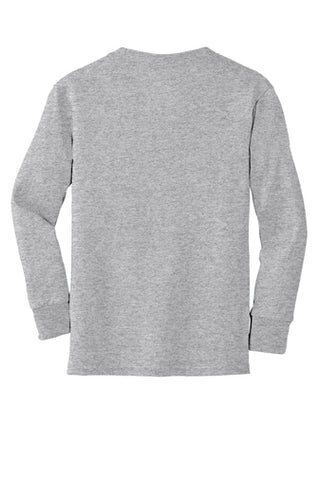 Port & Company® Youth Long Sleeve Core Cotton Tee - Athletic Heather