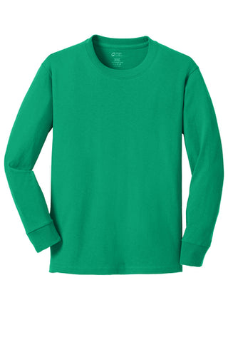 Port & Company® Youth Long Sleeve Core Cotton Tee - Kelly