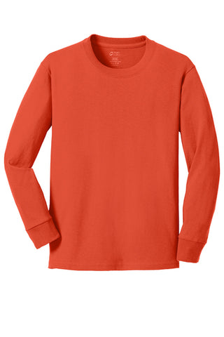 Port & Company® Youth Long Sleeve Core Cotton Tee - Orange