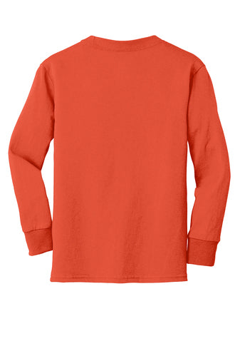 Port & Company® Youth Long Sleeve Core Cotton Tee - Orange