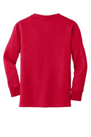 Port & Company® Youth Long Sleeve Core Cotton Tee - Red