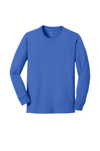 Port & Company® Youth Long Sleeve Core Cotton Tee - Royal Blue