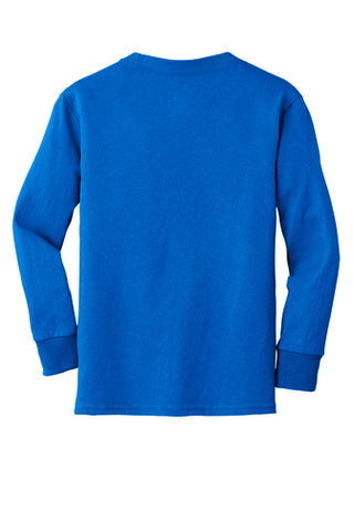 Port & Company® Youth Long Sleeve Core Cotton Tee - Royal Blue