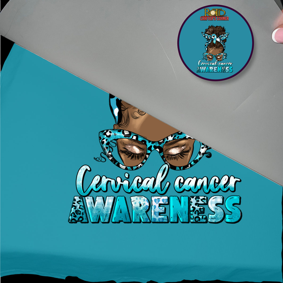 Cervical Cancer Awareness Messy AfroBun