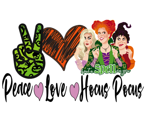 DTF Screen Print Image - Peace Love Hocus Pocus