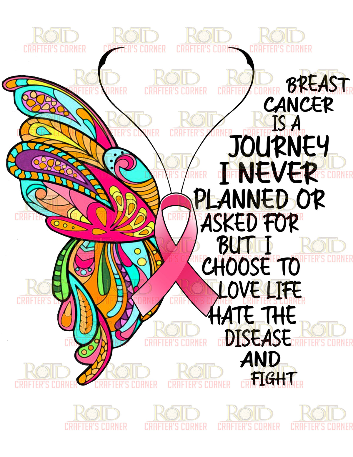 DTF Screen Print Image - Breast Cancer is a Journey