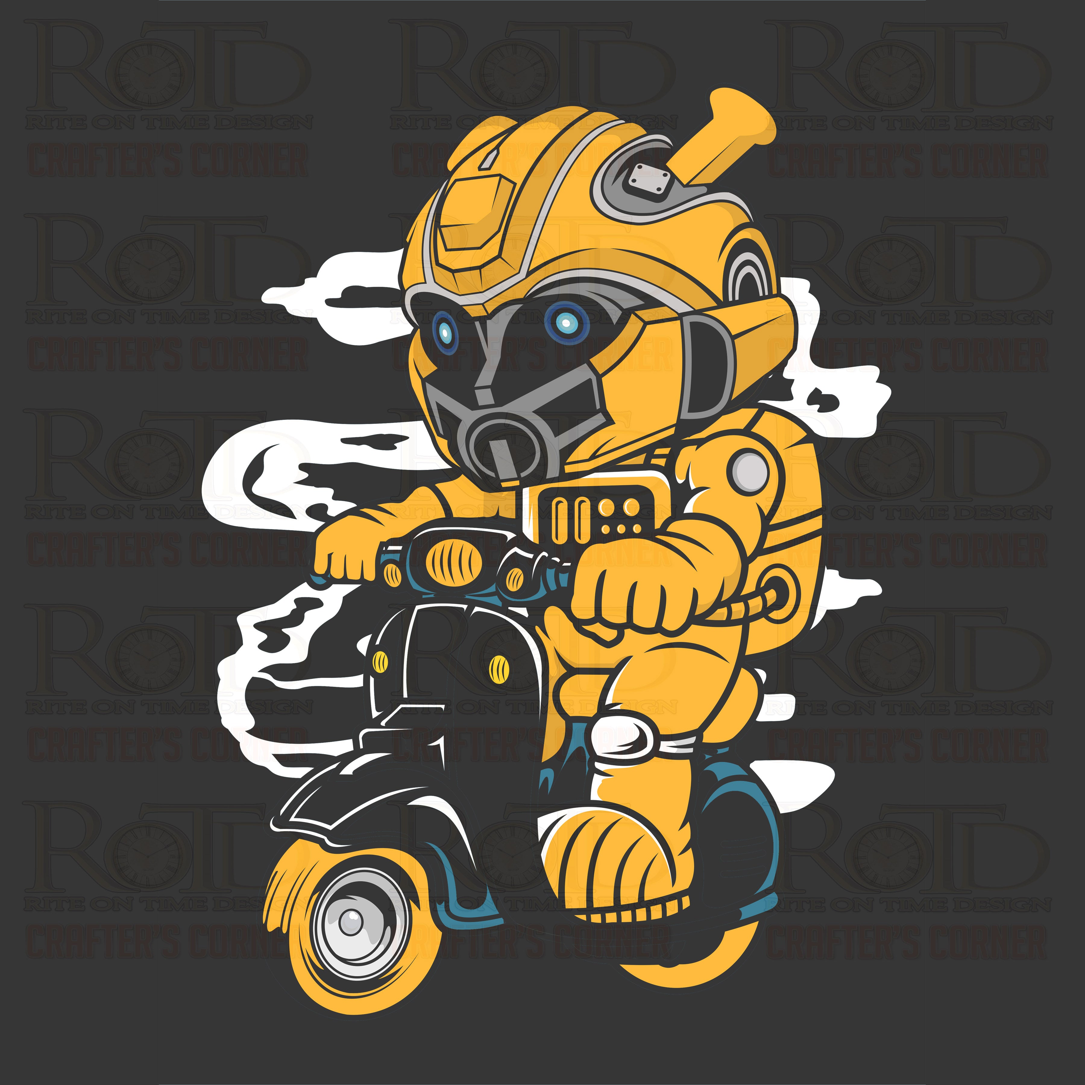 DTF Screen Print Image - Bumblebee Scooter