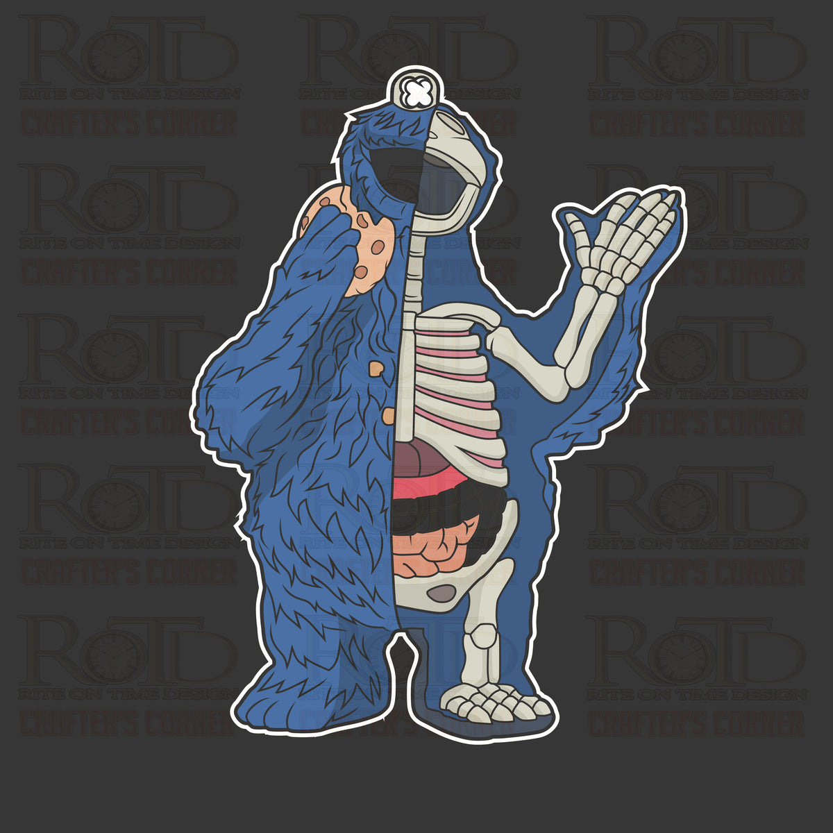 DTF Screen Print Image - Cookie Monster Skeleton