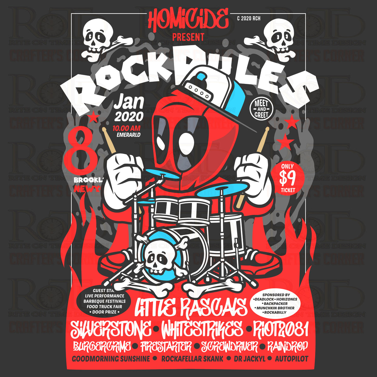 DTF Screen Print Image - Deadpool Rock Poster