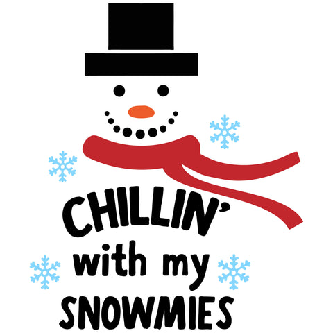 Chillin with my Snowmies Christmas Instant Digital Download (.svg, .jpg, .eps, .dxf, PNG), funny snowman clipart, winter decor cut file,