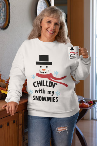 Chillin with my Snowmies Christmas Instant Digital Download (.svg, .jpg, .eps, .dxf, PNG), funny snowman clipart, winter decor cut file,