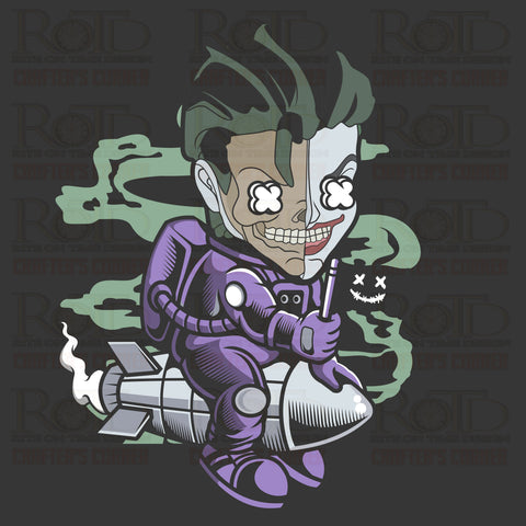 DTF Screen Print Image - Joker Riding Rocket
