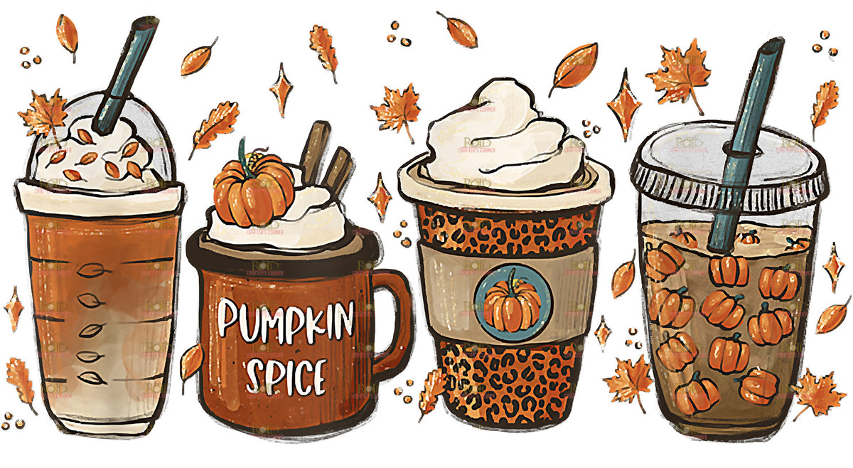 DTF Screen Print Image - Pumpkin Spice Coffee Cups